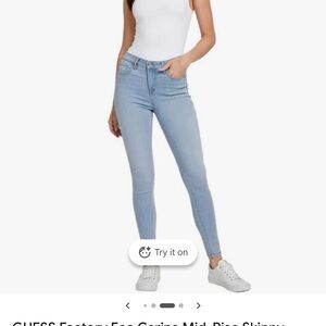 Guess Women's Sky Blue Skinny Jeans MID-rise BLING PKT light wash BRAND NEW tags
